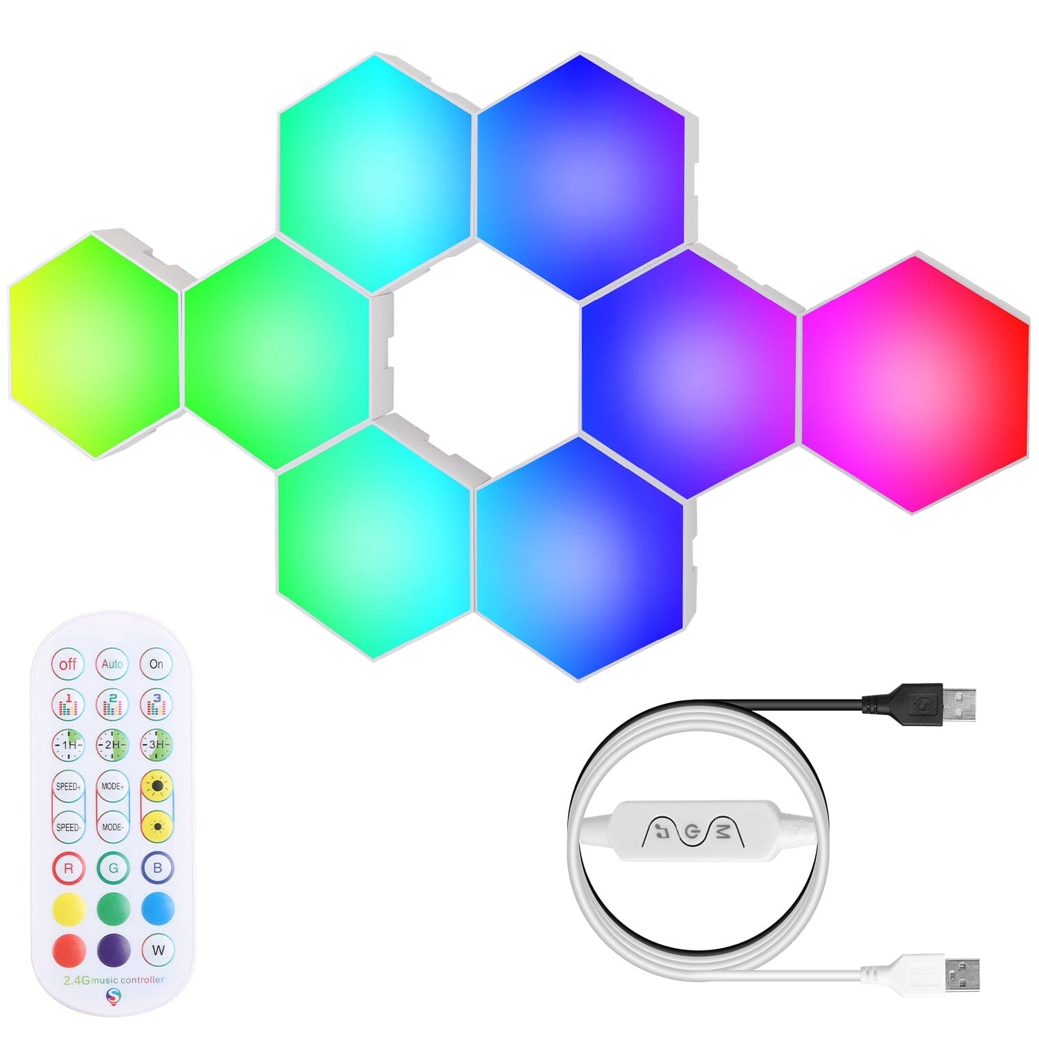 8-Piece: Hexagon Light Panels RGBW Colorful Splicing Wall Lamps Nicekicks