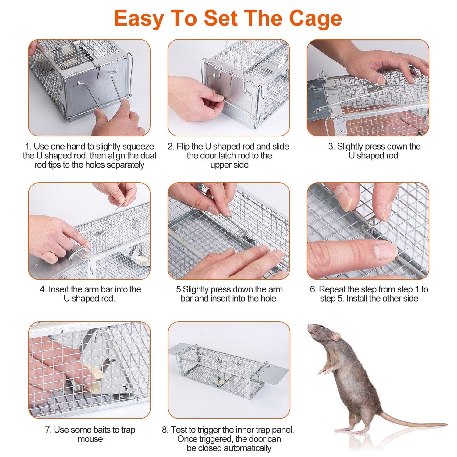 Dual Door Rat Trap Cage Humane with 2 Detachable U Shape Rod Latest Sale Online