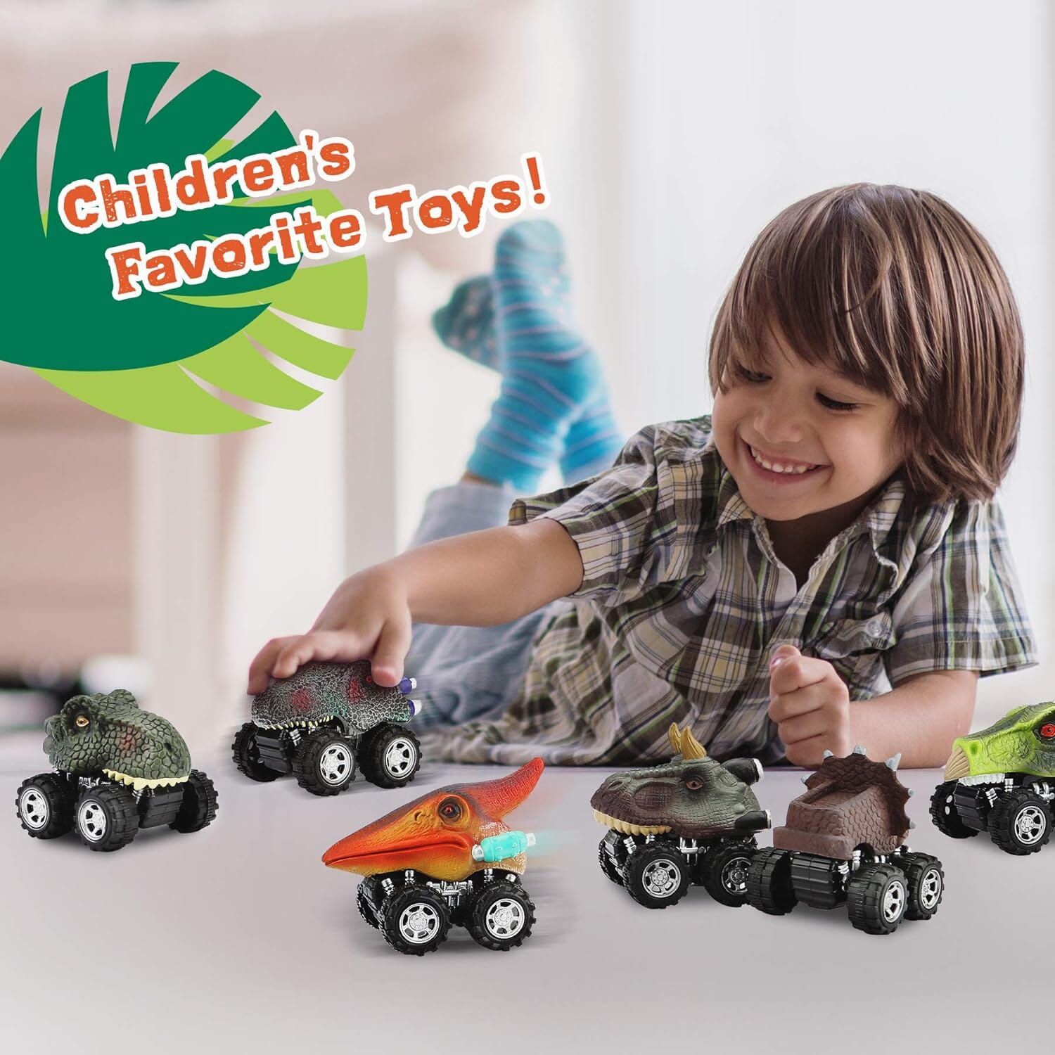 6-Piece Set: Dinosaur Toy Pull Back Cars Realistic Dino Cars Clearance Newest