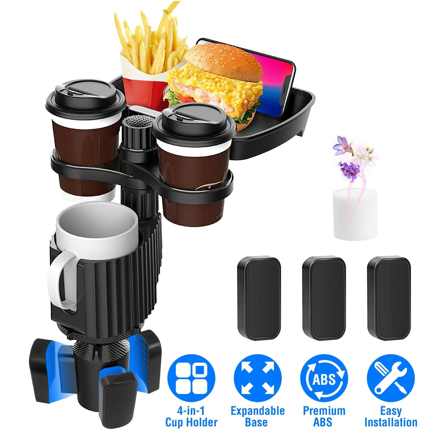 4-in-1 Car Cup Holder Tray Food Table Outlet Deals