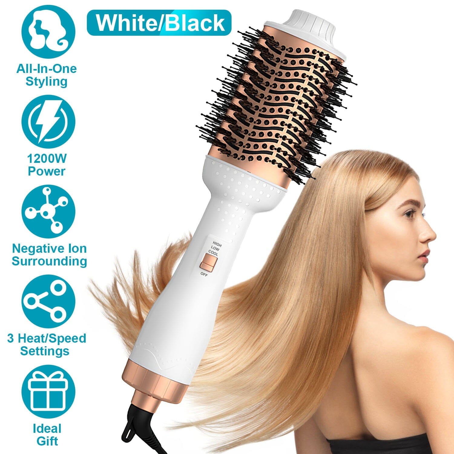 4-in-1 Hari Dryer Brush Curling Styler Volumizer Straightener Negative Ion Anti-Frizz 2025 New