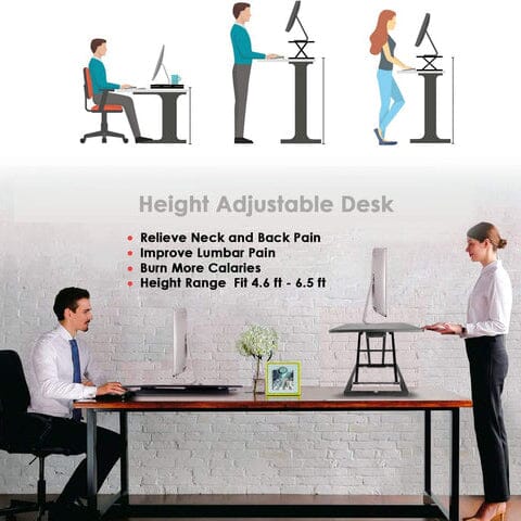 32 Height Adjustable Stand Up Desk Converter Gas Spring Desk Riser Converter Sit to Stand Clearance Geniue Stockist