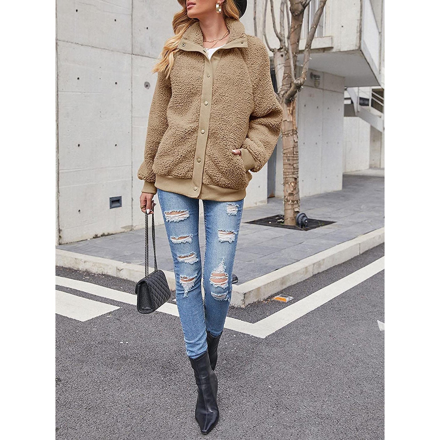 Womens Winter Sherpa Fleece Button Jacket Coat Cheap Sale Get Authentic