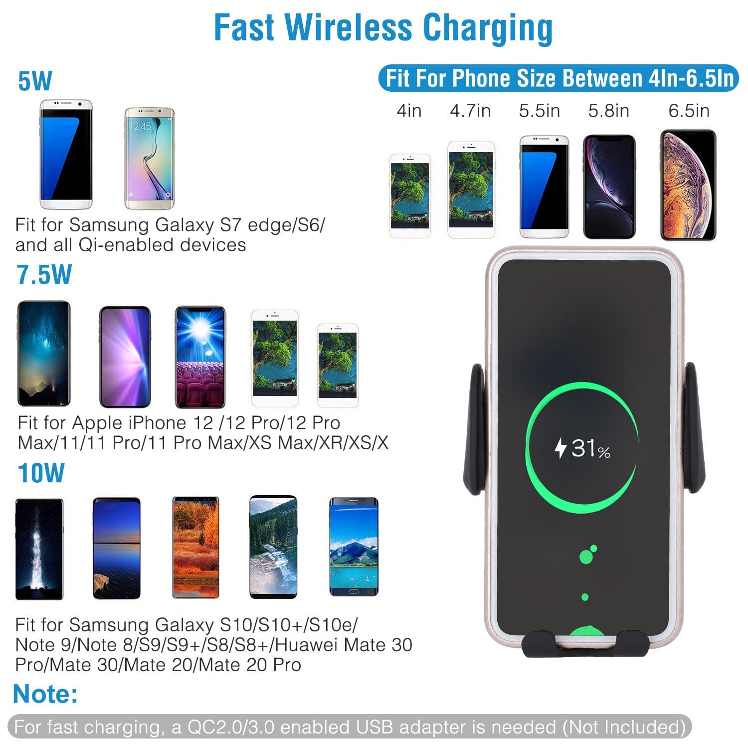 Smart Car Wireless Charger Auto Sensing Phone Holder 10W Qi Fast Charging Air Vent Free Shipping Get To Buy