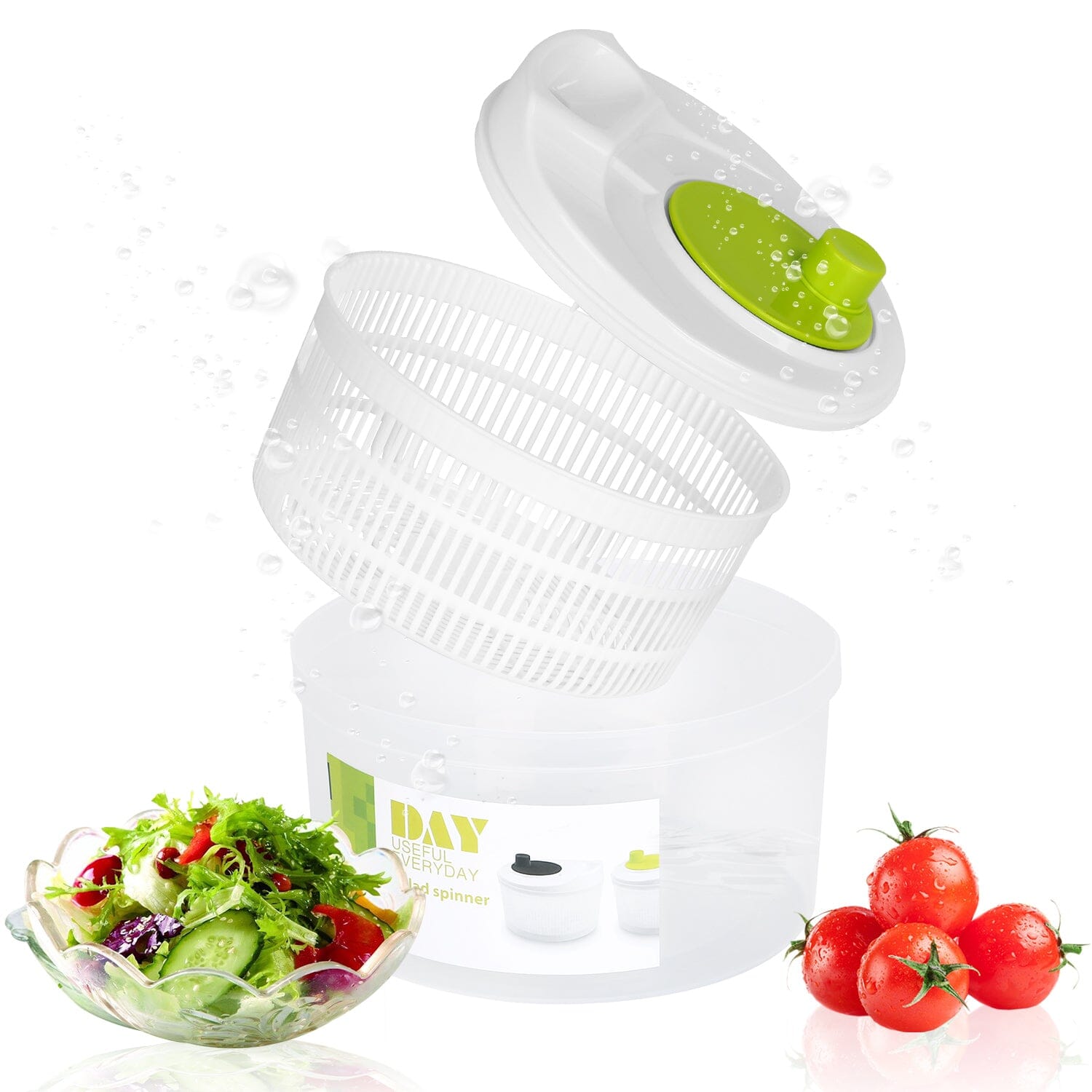 3L/0.8Gal Salad Spinner Washer with Lid Outlet New