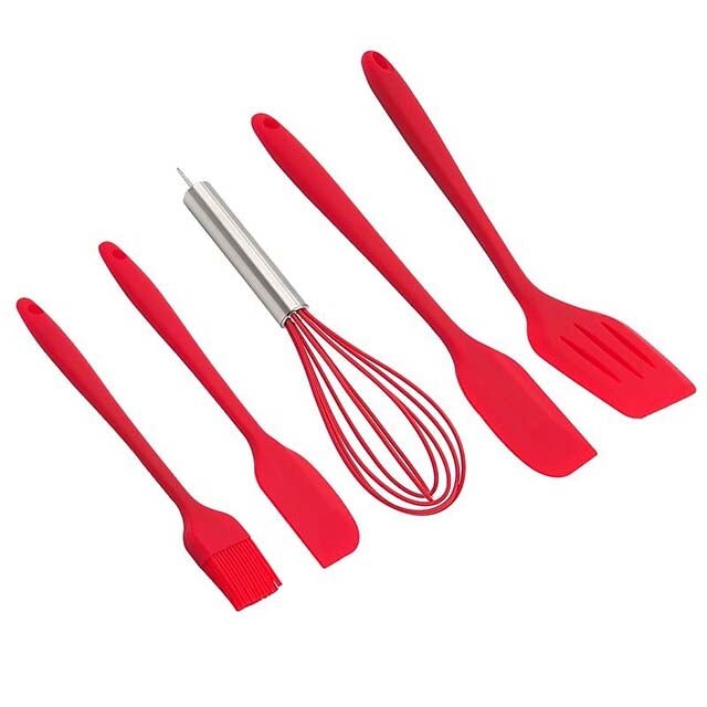 5-Pieces: Silicone Cooking Utensils Sets Clearance Free Shipping