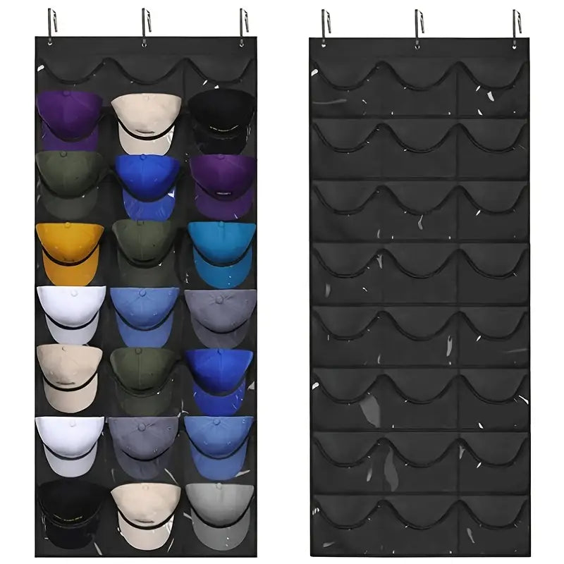 Visible Baseball Hat Rack for Wall Door with 3 Hooks 24 Deep Pockets Real Sale Online