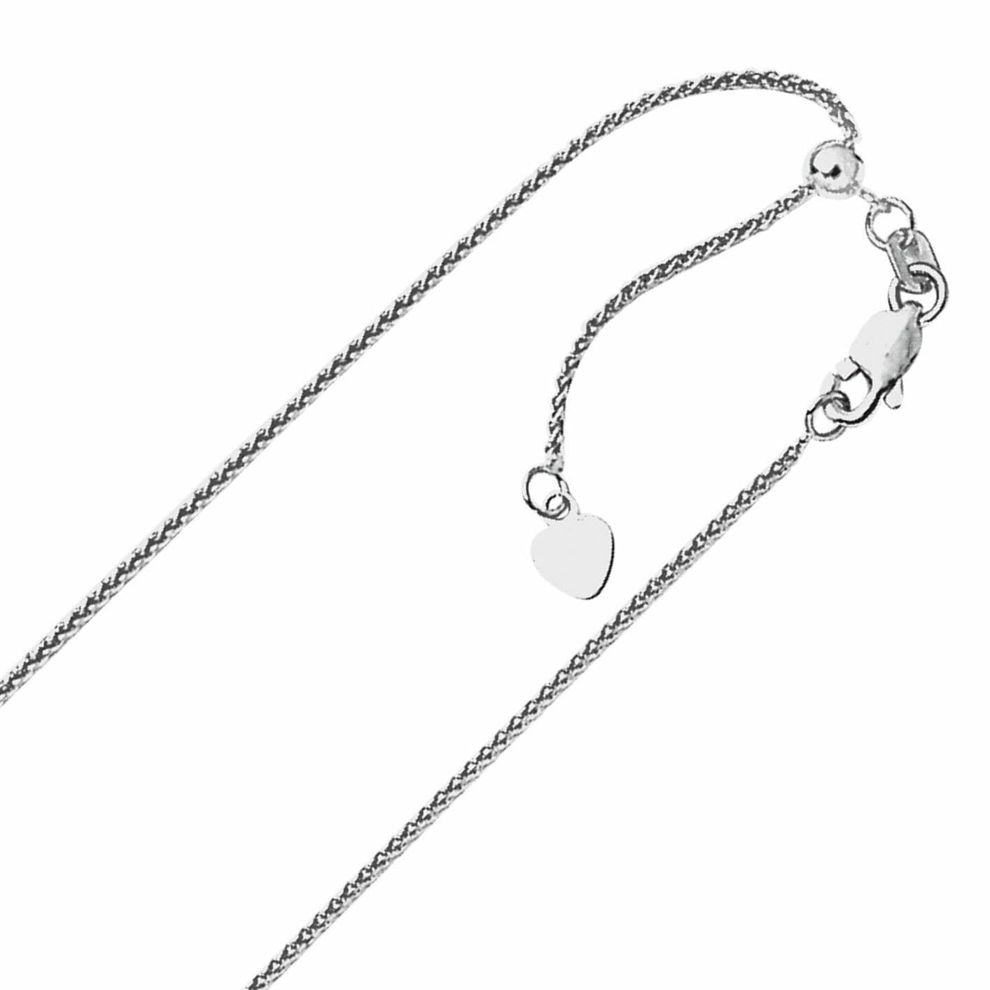 1.00MM Solid Adjustable Spiga Wheat Chain Necklace REAL 10K White Gold 22 Clearance Online Online