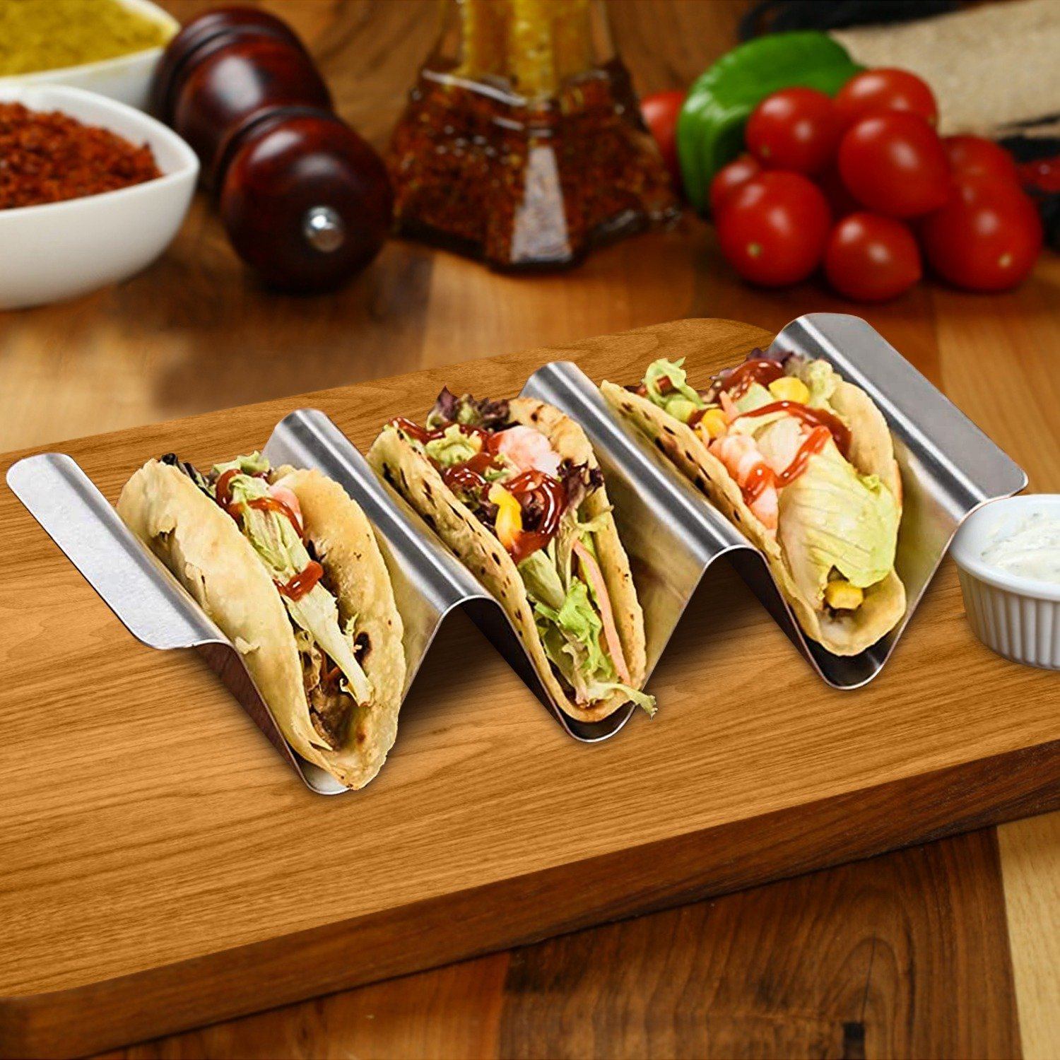 6-Piece: Stainless Steel Taco Holders Discount