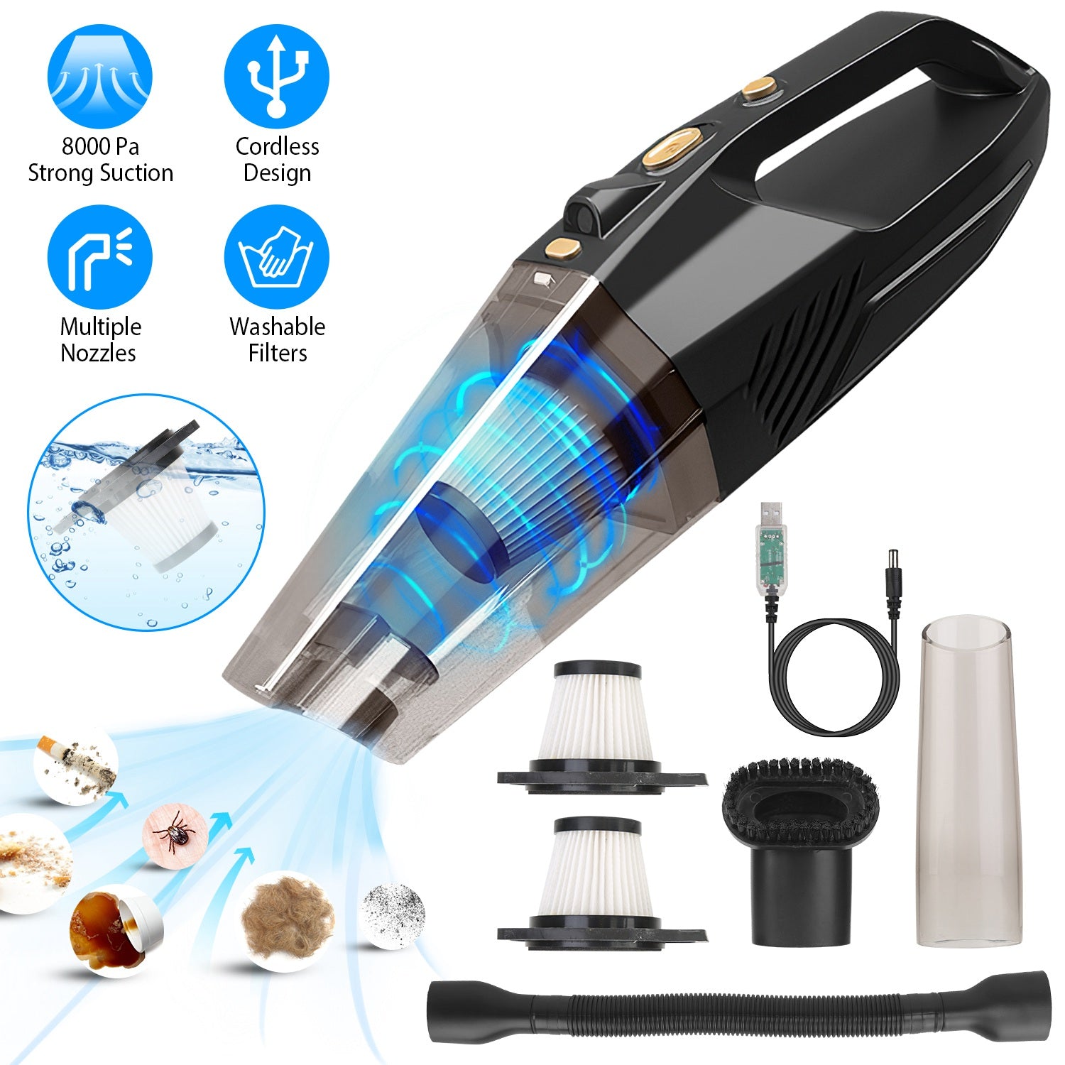 120W 8000PA Handheld Cordless Car Vacuum Cleaner with Accessory kit Factory Outlet Cheap Online