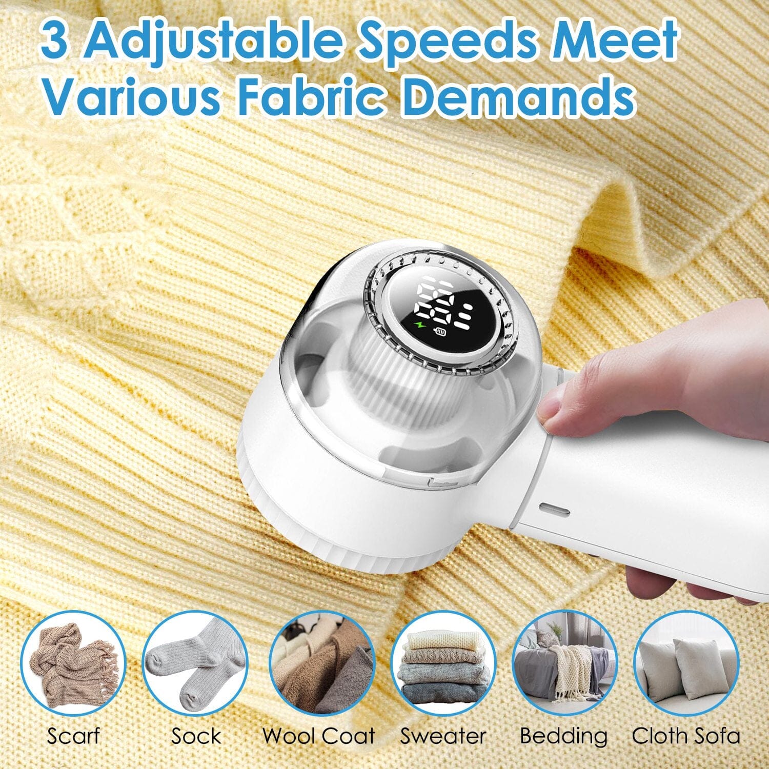 Electric Fabric Shaver with 3 Speeds Lint Brush Digital Display Discount Exclusive