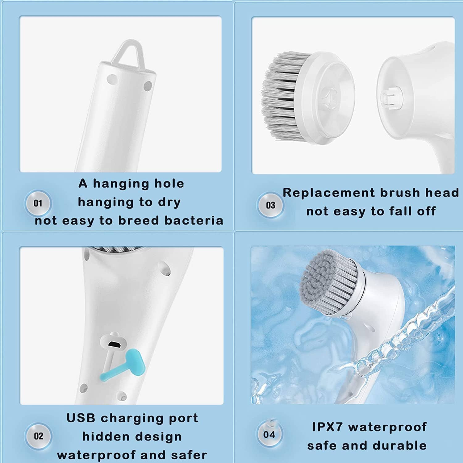 Electric Spin Scrubber Cordless Handheld Cleaning Brush with 5 Replaceable Brush Heads From China For Sale