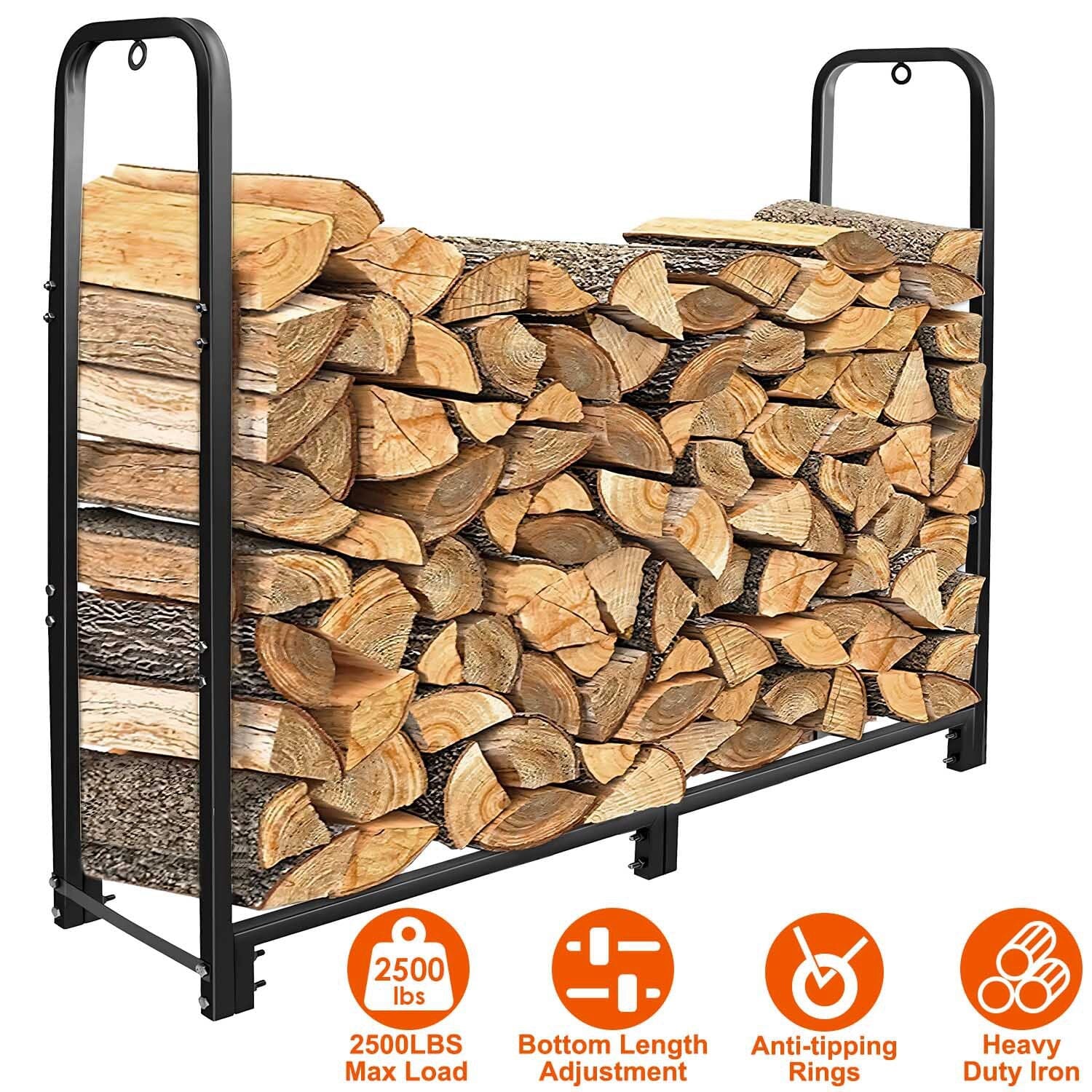 Firewood Log Rack 2500lbs Iron Storage Stacking Rack View