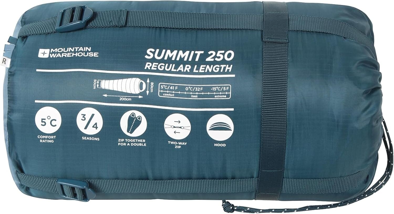 Mountain Warehouse Summit 250 Winter Sleeping Bag - Mummy Shape (Regular Length) Factory Outlet For Sale