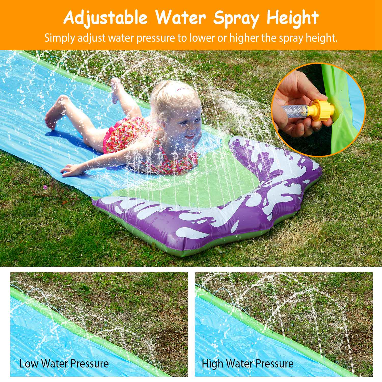 Kids Single Water Slide Lawn Surfing Racing Lane Slip Splash Spray Sprinkler Sale Comfortable