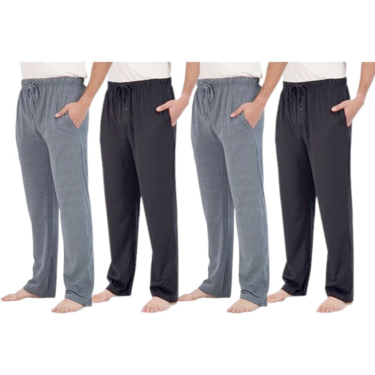 4-Pack: Men's Cotton Lounge Pants with Pockets Clearance Store Sale Online