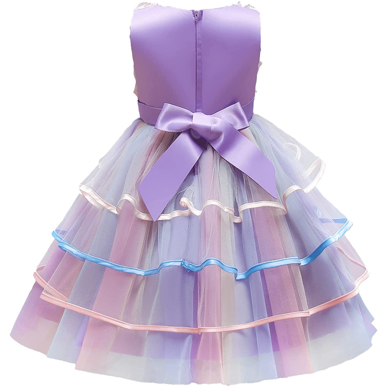 Girl's Rainbow Tulle Lace Dress Discount Best