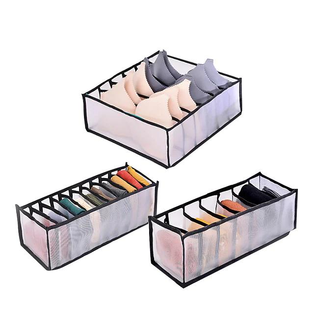 Foldable Underwear Storage Box Magic Mesh Transparent Plaid Fabric Cheap Pirce