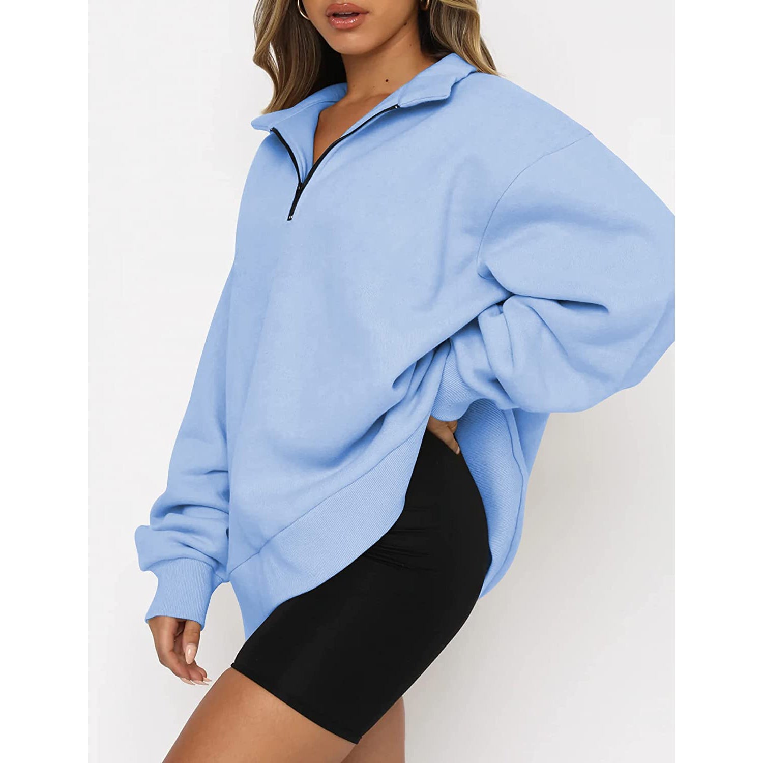 Womens Oversized Half Zip Pullover Long Sleeve Sweatshirt Cheap Sale Discounts