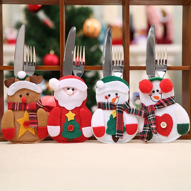 4-Piece: Holiday Tableware Sets Christmas Knife And Fork Bags Cheap Sale Reliable