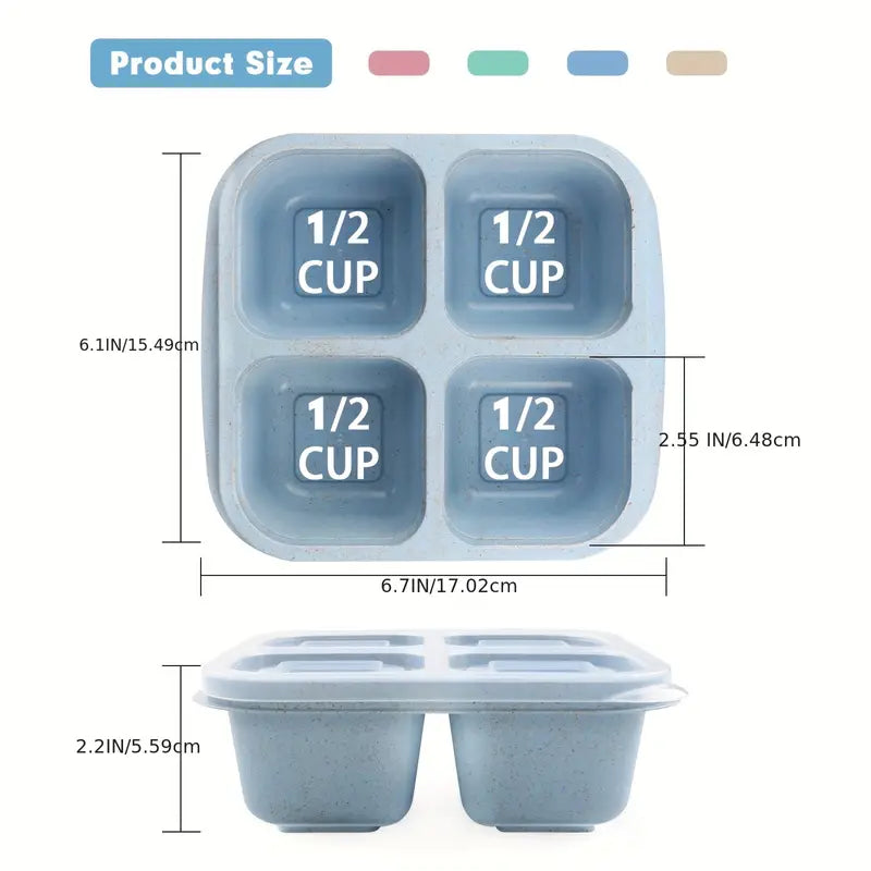 4-Pack: Snack Container With 4 Compartments, Divided Bento Lunch Box With Transparent Lids Discount Low Cost