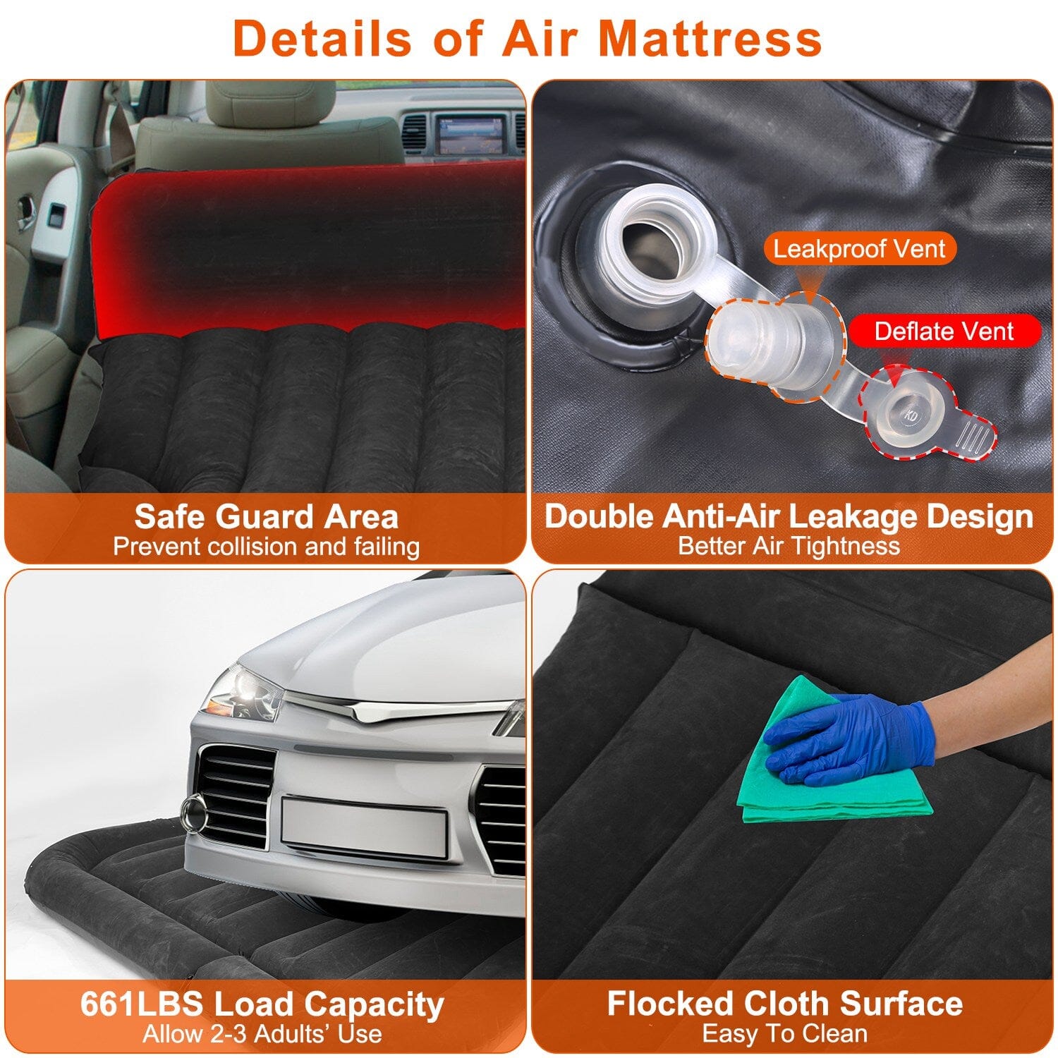 Inflatable SUV Air Mattress Thickened Camping Bed Cushion with Pillow Discount Best Sale