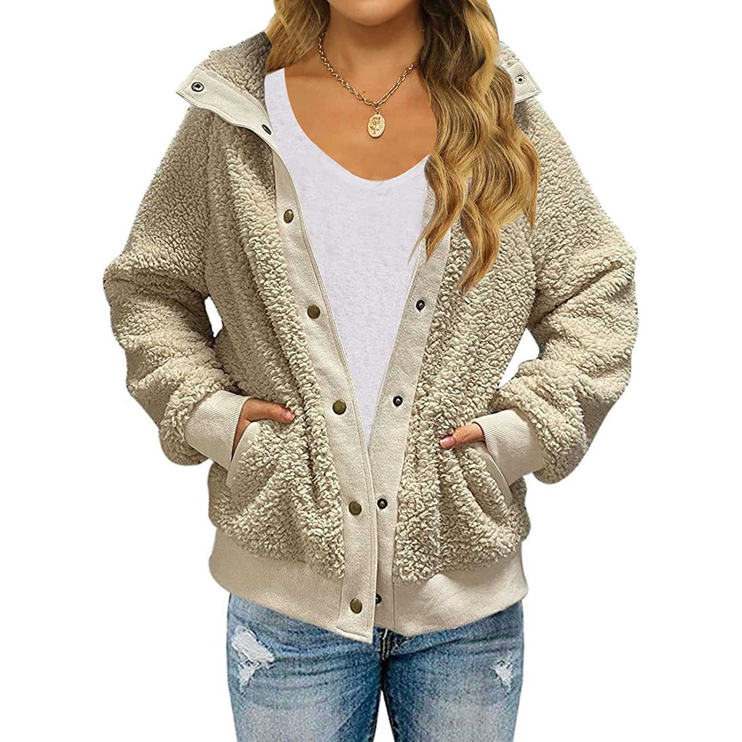 Womens Winter Sherpa Fleece Button Jacket Coat Cheap Sale Get Authentic