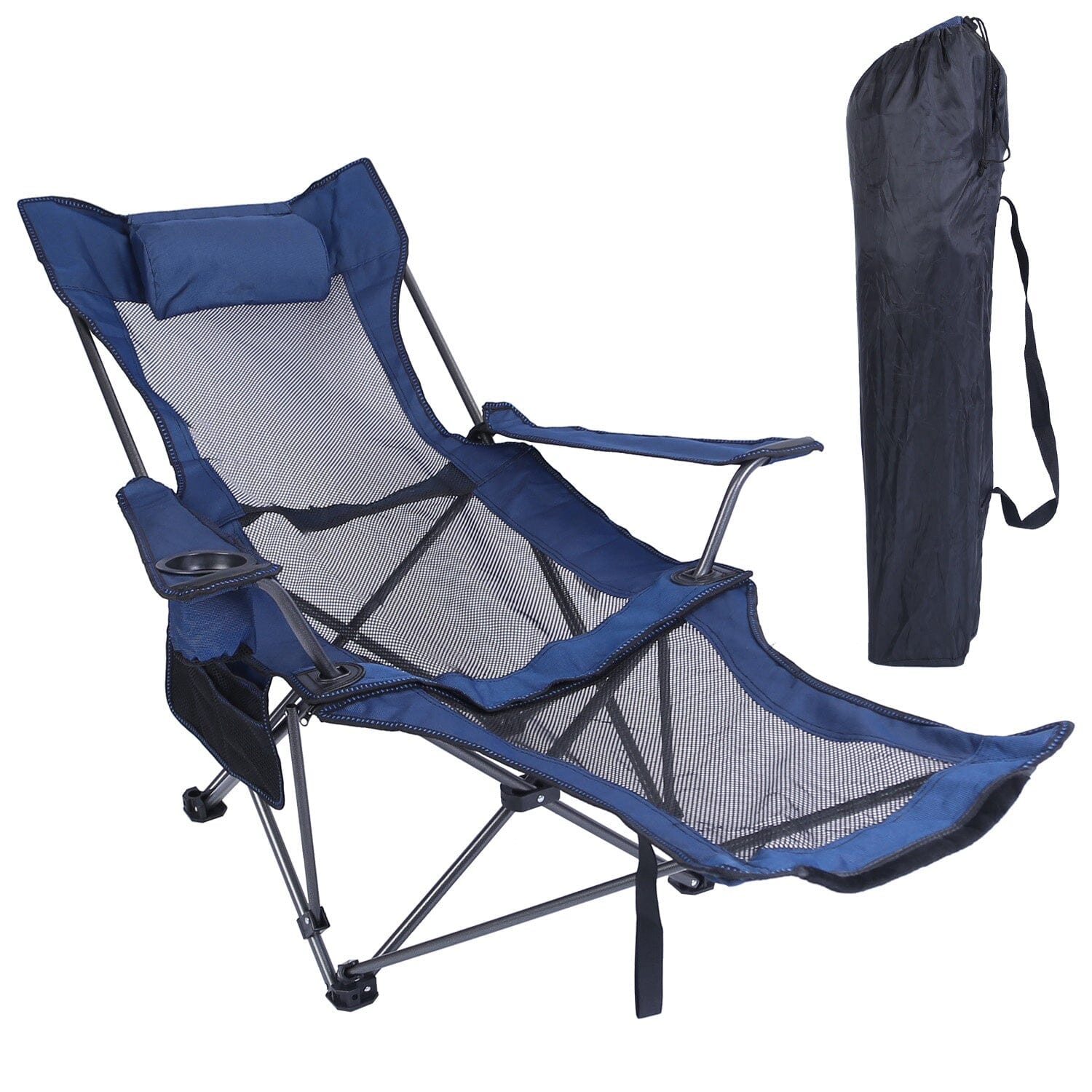 Foldable Camping Chair Heavy Duty Steel Lawn Chair with Reclining Backrest Angle Enjoy Online