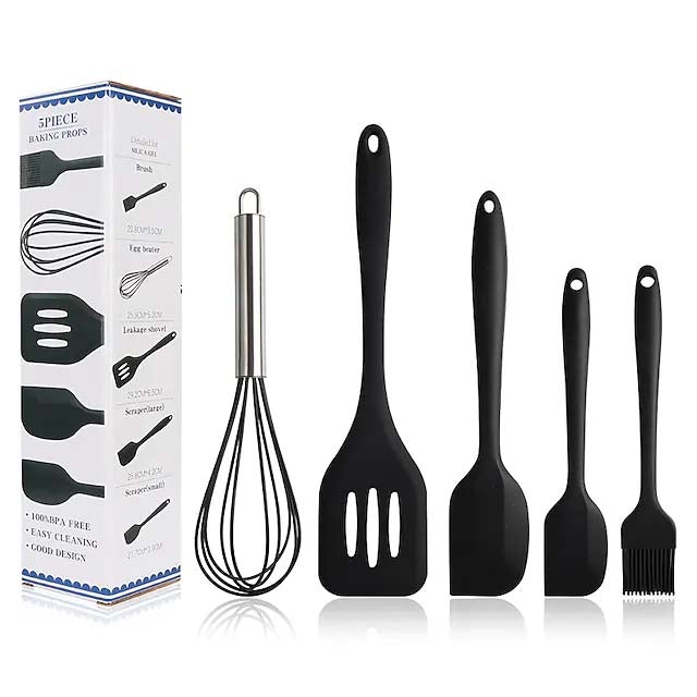 5-Pieces: Silicone Cooking Utensils Sets Clearance Free Shipping