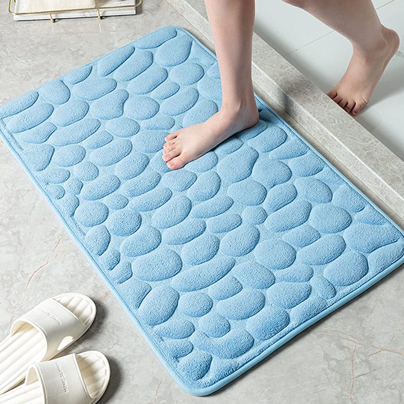 Soft Memory Foam Non Slip Cobblestone Embossing Bath Mat Clearance Best