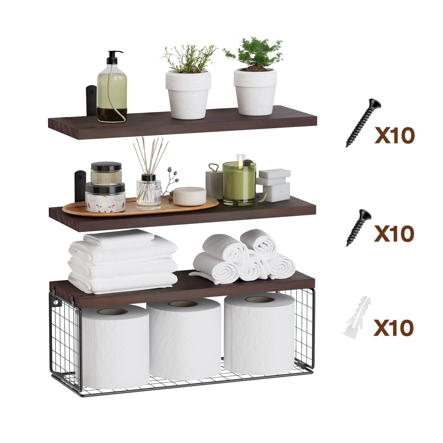 2-in-1 Floating Shelves Wall Mounted with Storage Basket Purchase Cheap Pice