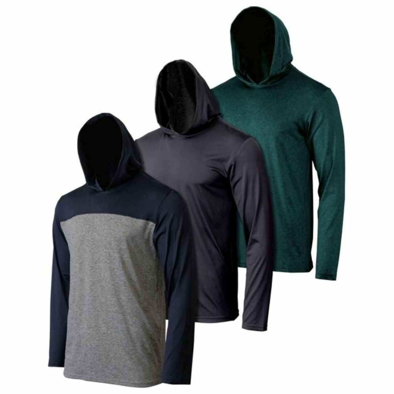 3-Pack: Men's Moisture Wicking Active Athletic Pullover Hoodies Big Sale