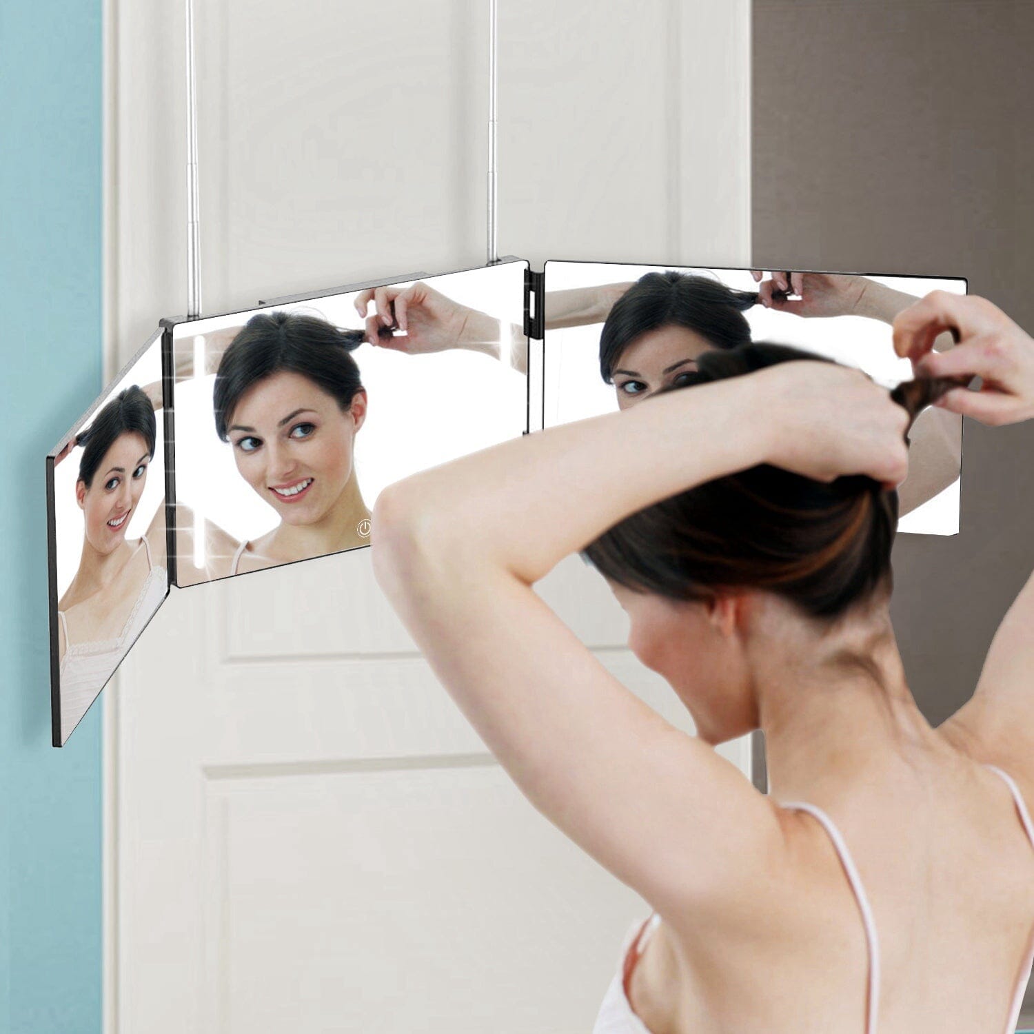 Tri-Fold Mirror with Telescopic Hanger Recommend Sale Online