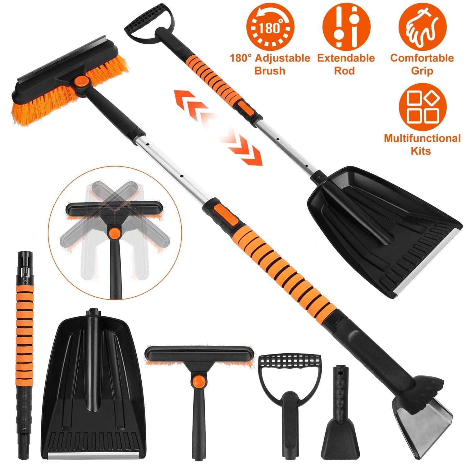 5-in-1 Detachable 180° Adjustable Ice Scraper Snow Shovel Clearance Discounts