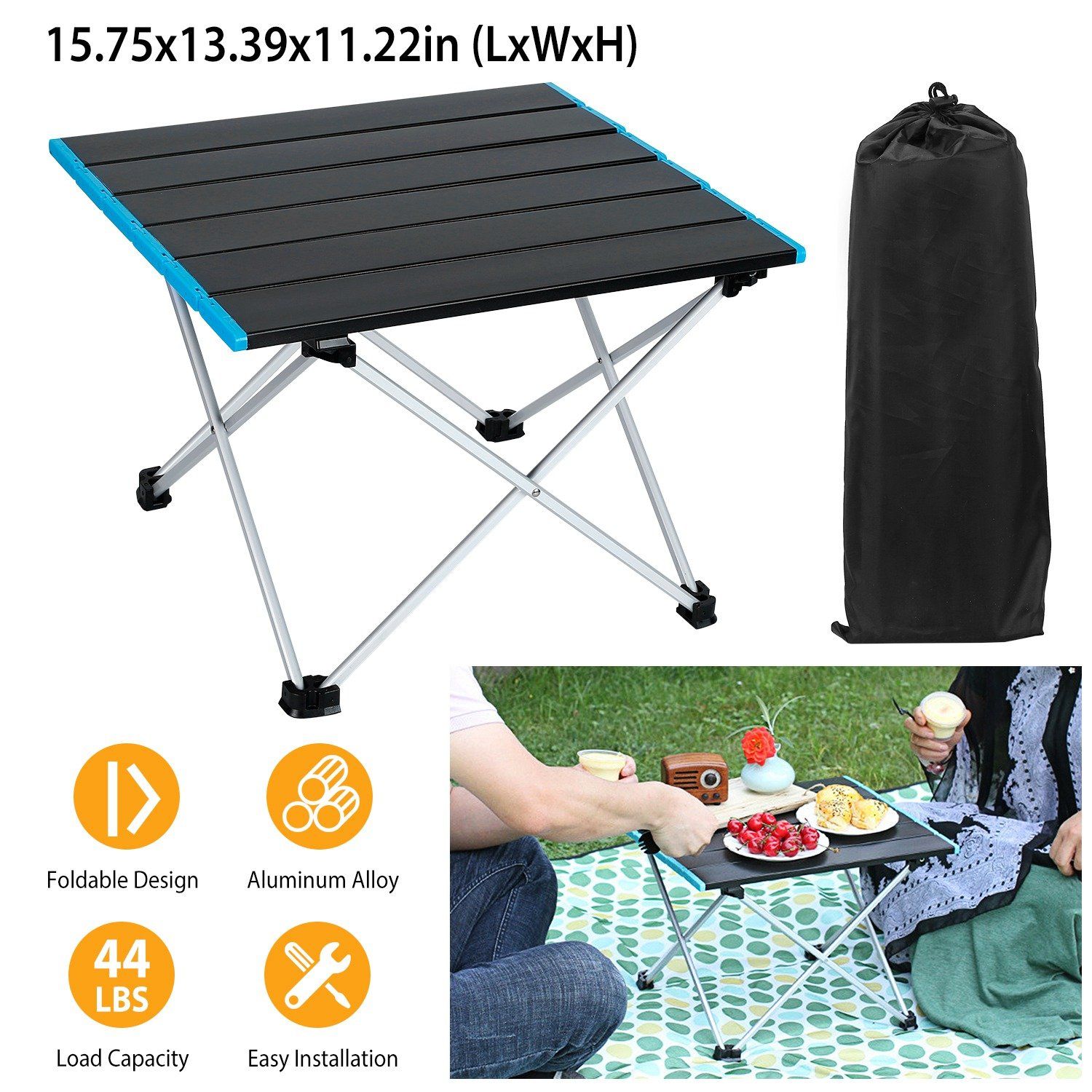 Folding Camping Table Aluminum Alloy Collapsible with Carry Bag Discount Sast