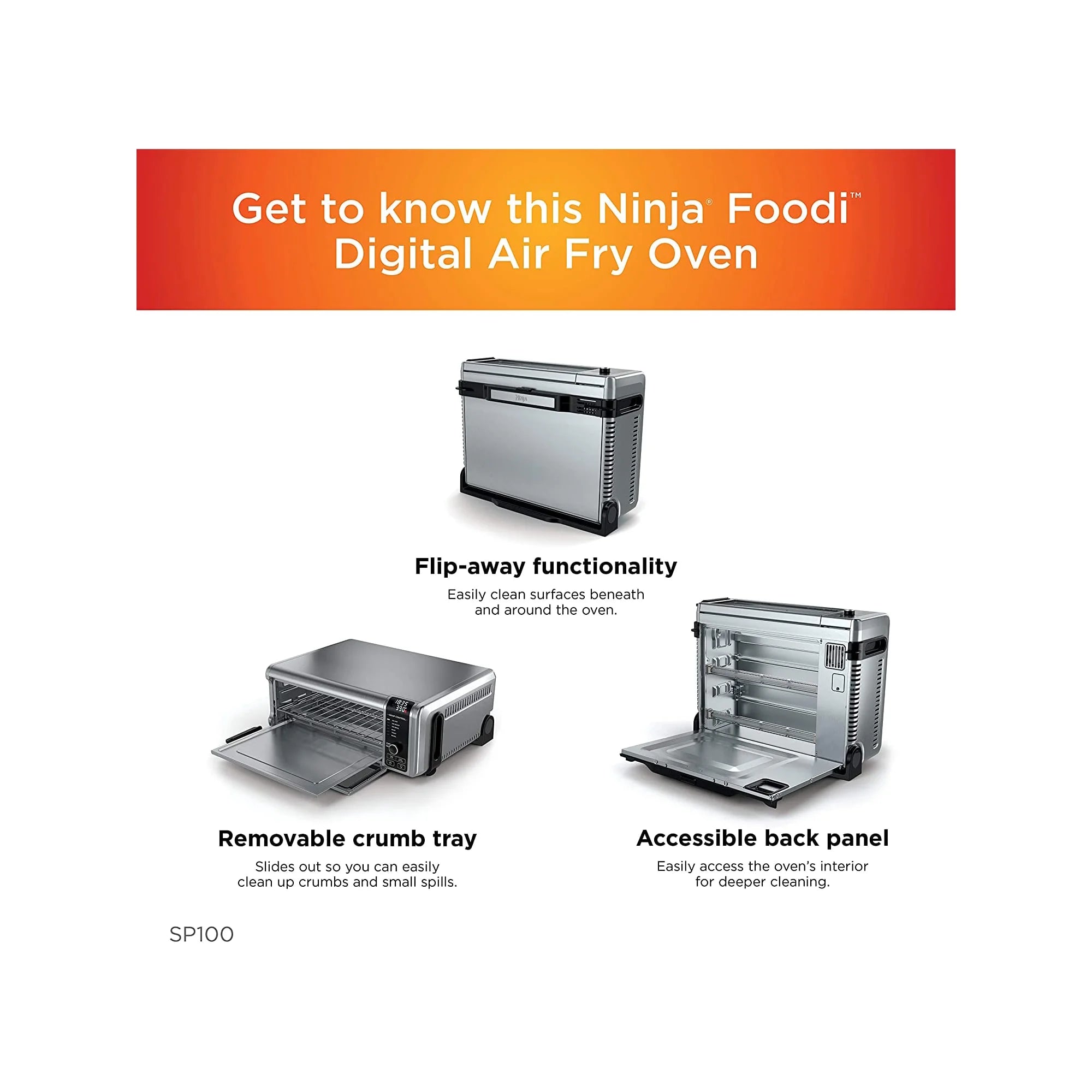 Ninja SP100 Foodi Digital Air Fry Oven, Convection Oven, Toaster, Air Fryer (Silver) (Refurbished) Cheap Sale Eastbay