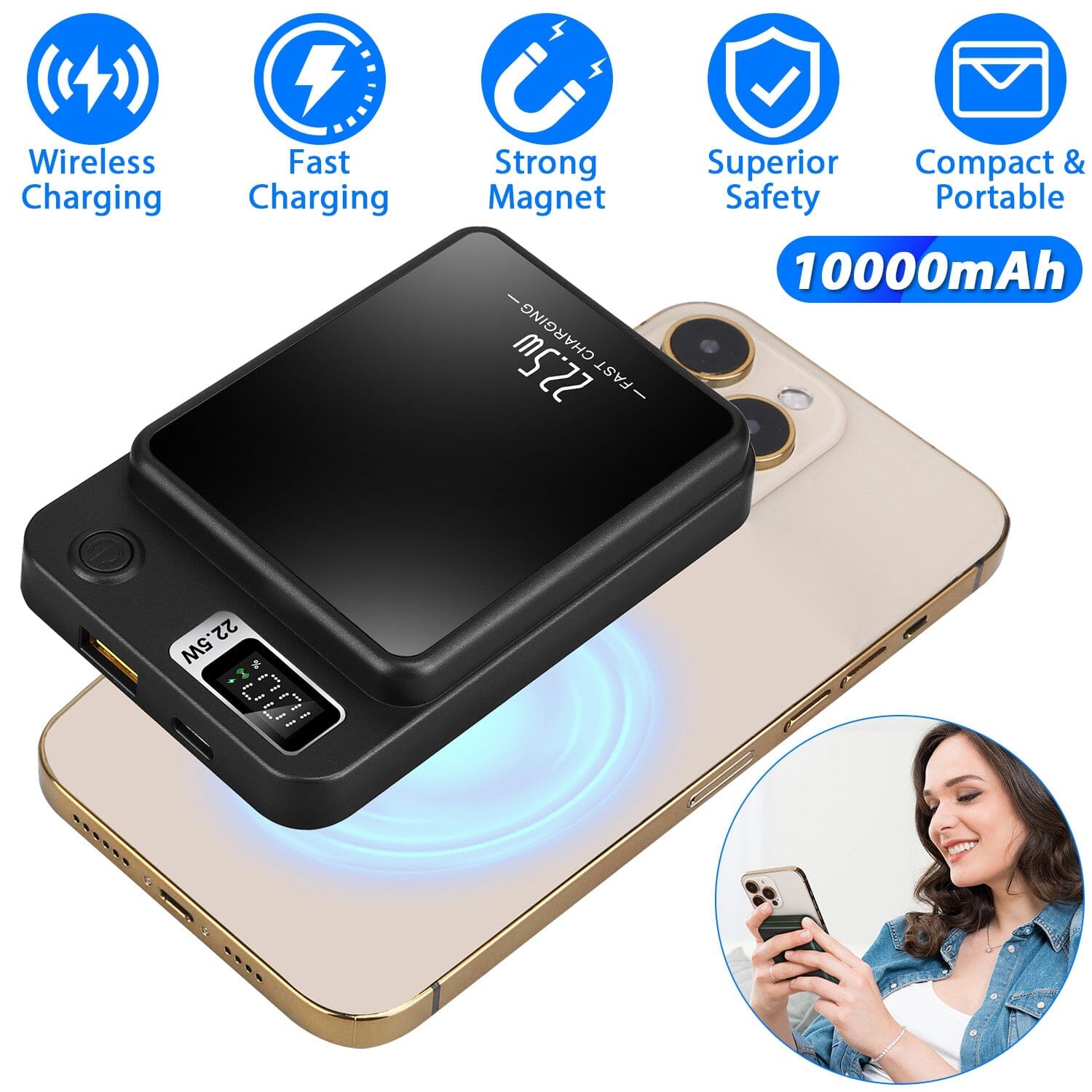 2-in-1 Magnetic Wireless Power Bank 10000mAh PD20W Fast Charger Mag Safe Outlet Cheap Pices