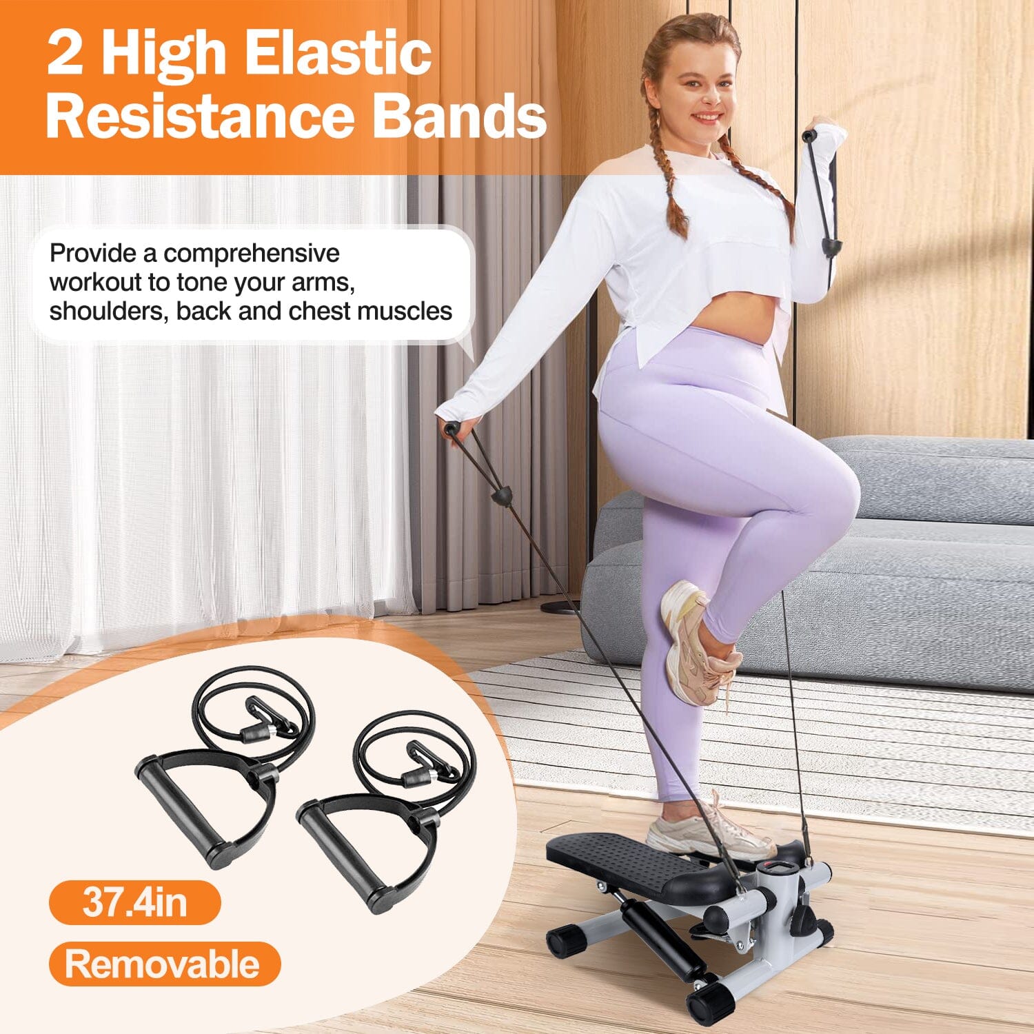 Mini Fitness Stepper with 2 Resistance Bands LCD Monitor Tumblr Cheap Online