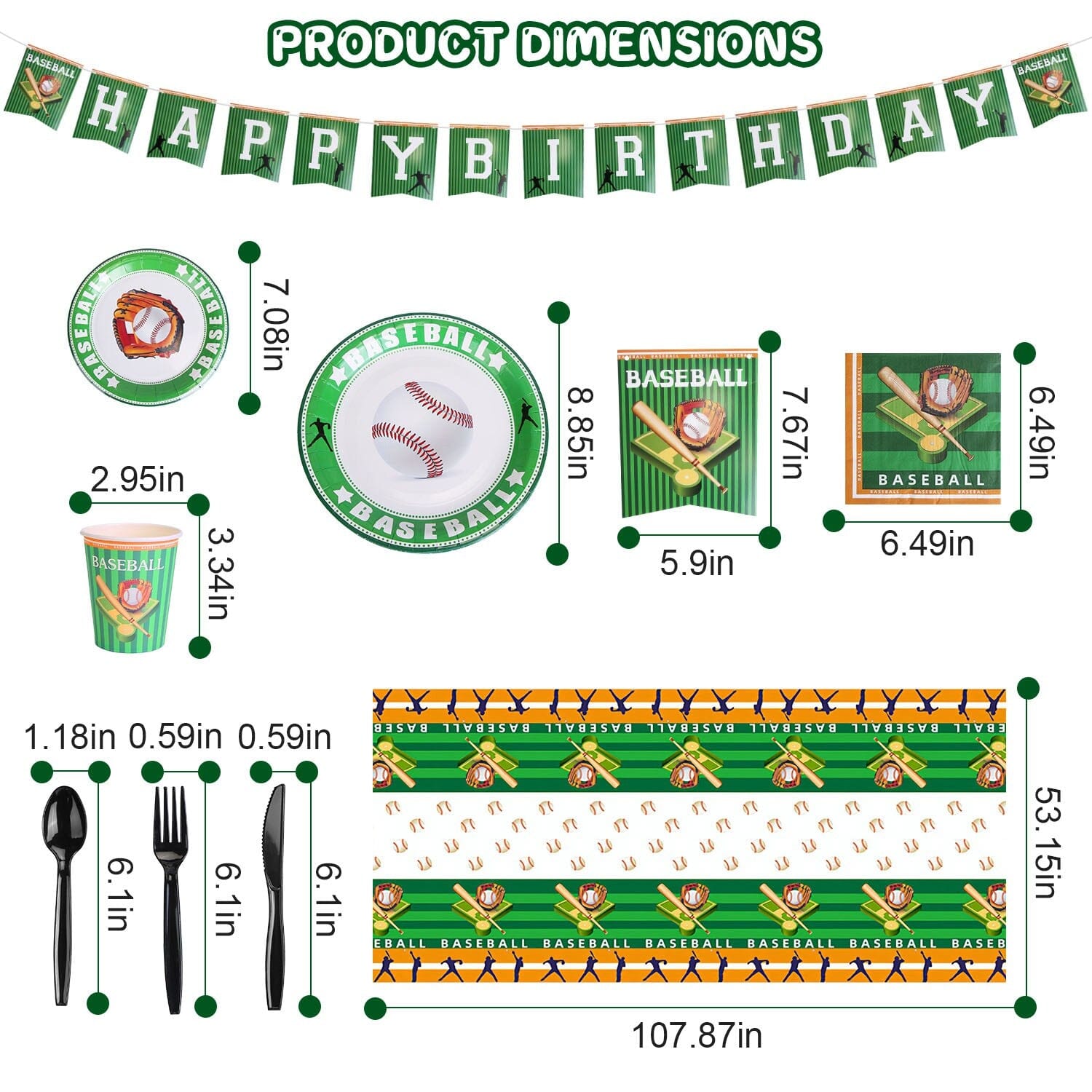 171-Pieces: Baseball Birthday Party Disposable Dinnerware Set Clearance Great Deals