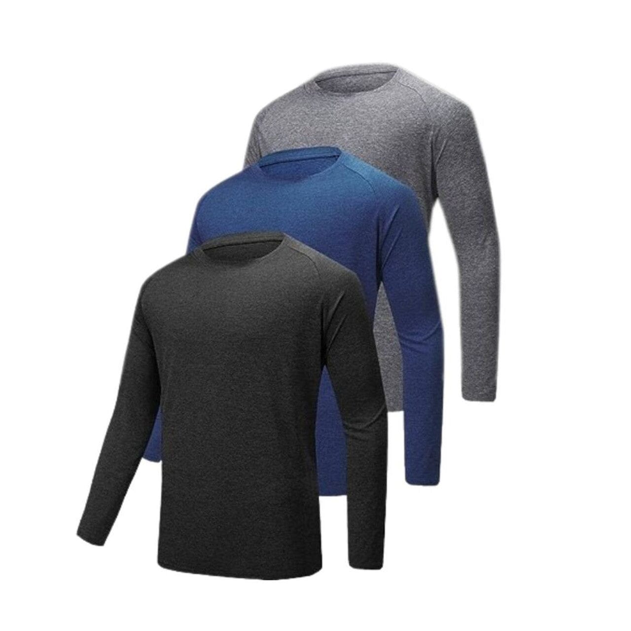 3-Pack: Men's Active Dry-Fit Long Sleeve Performance Shirt Amazing Pice