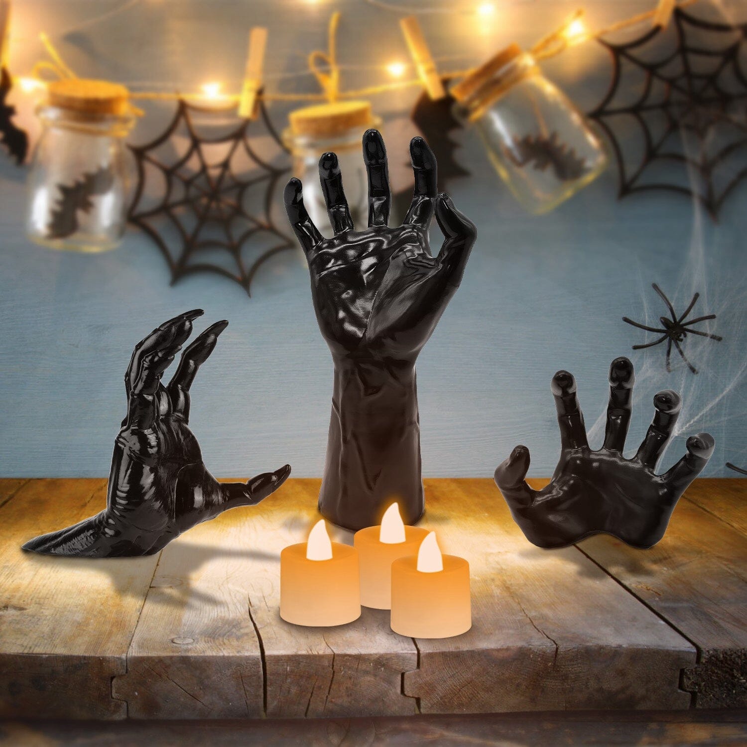 3-Pieces: Creepy Reaching Hands with Lighted Candles Wall Mounted Outlet Big Discount