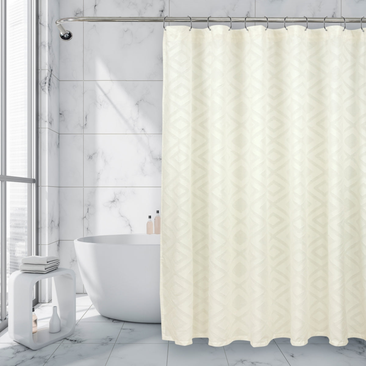 Royale Linens Double Brushed Microfber 1800 Thread Printed Shower Curtain Cheap Sale Really