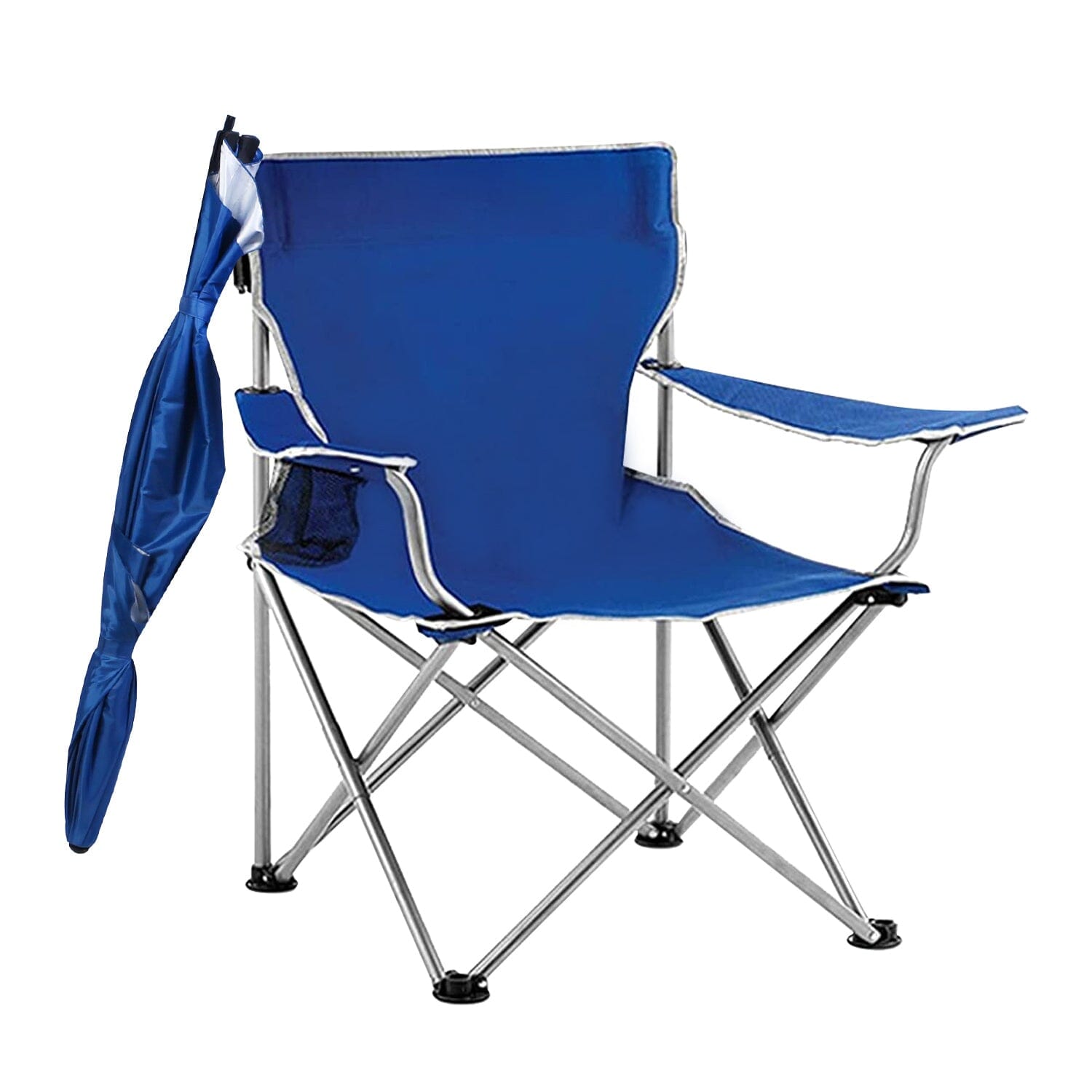 Foldable Beach Chair with Detachable Armrest Adjustable Canopy Stool with Cup Holder Tumblr