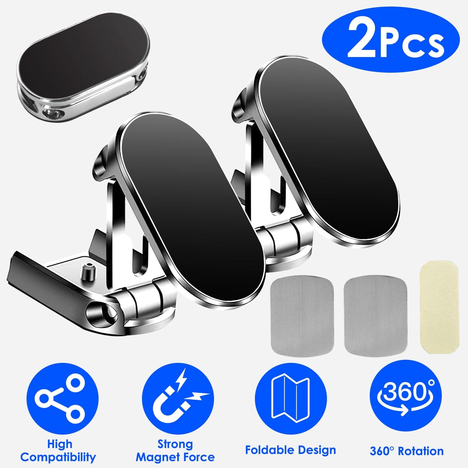 2-Pieces: Foldable Magnetic Car Phone Holder With Credit Card For Sale