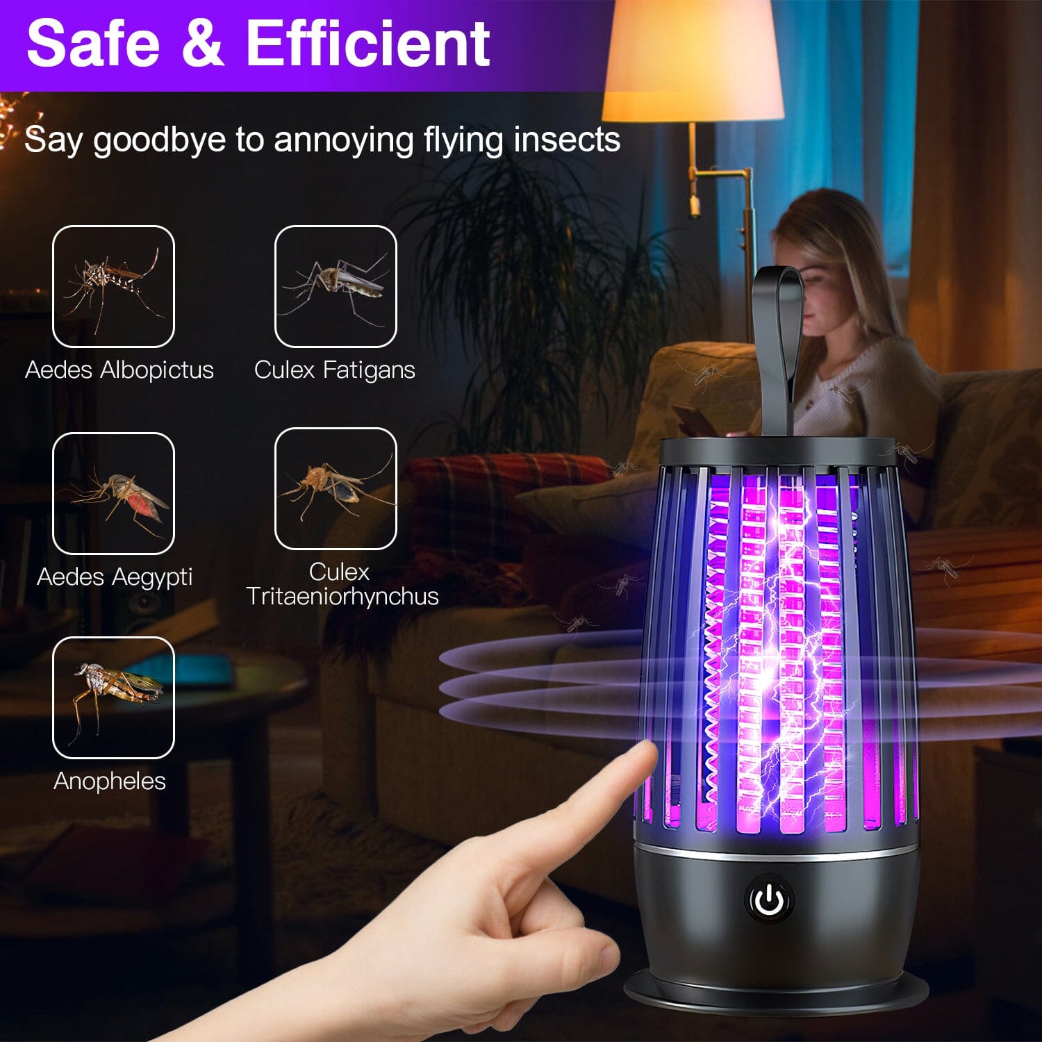 Killer Lamp Bug Zapper with Night Light Strap Mosquito Catcher Outlet Best Place