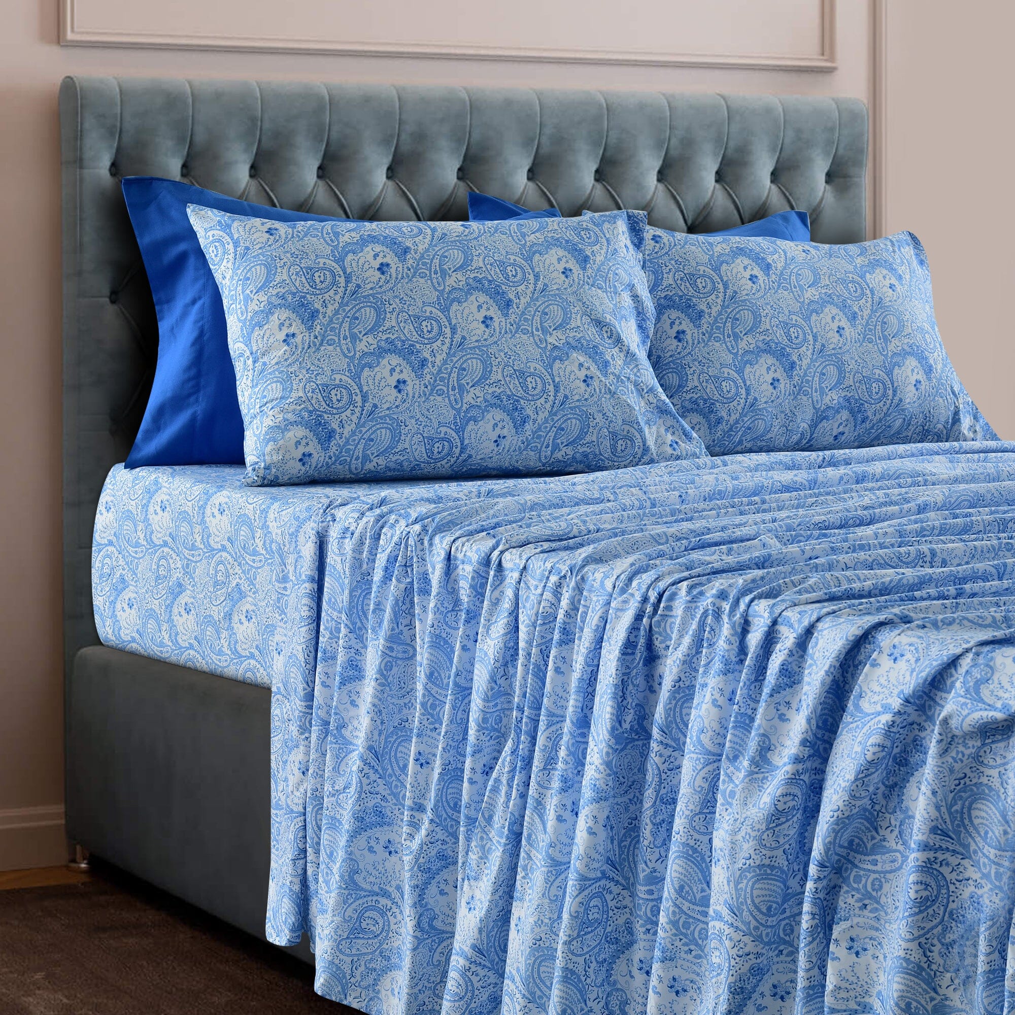 6 Piece Paisley Printed Sheet Set Bed Sheets Deep Pocket Bedding For Sale Online