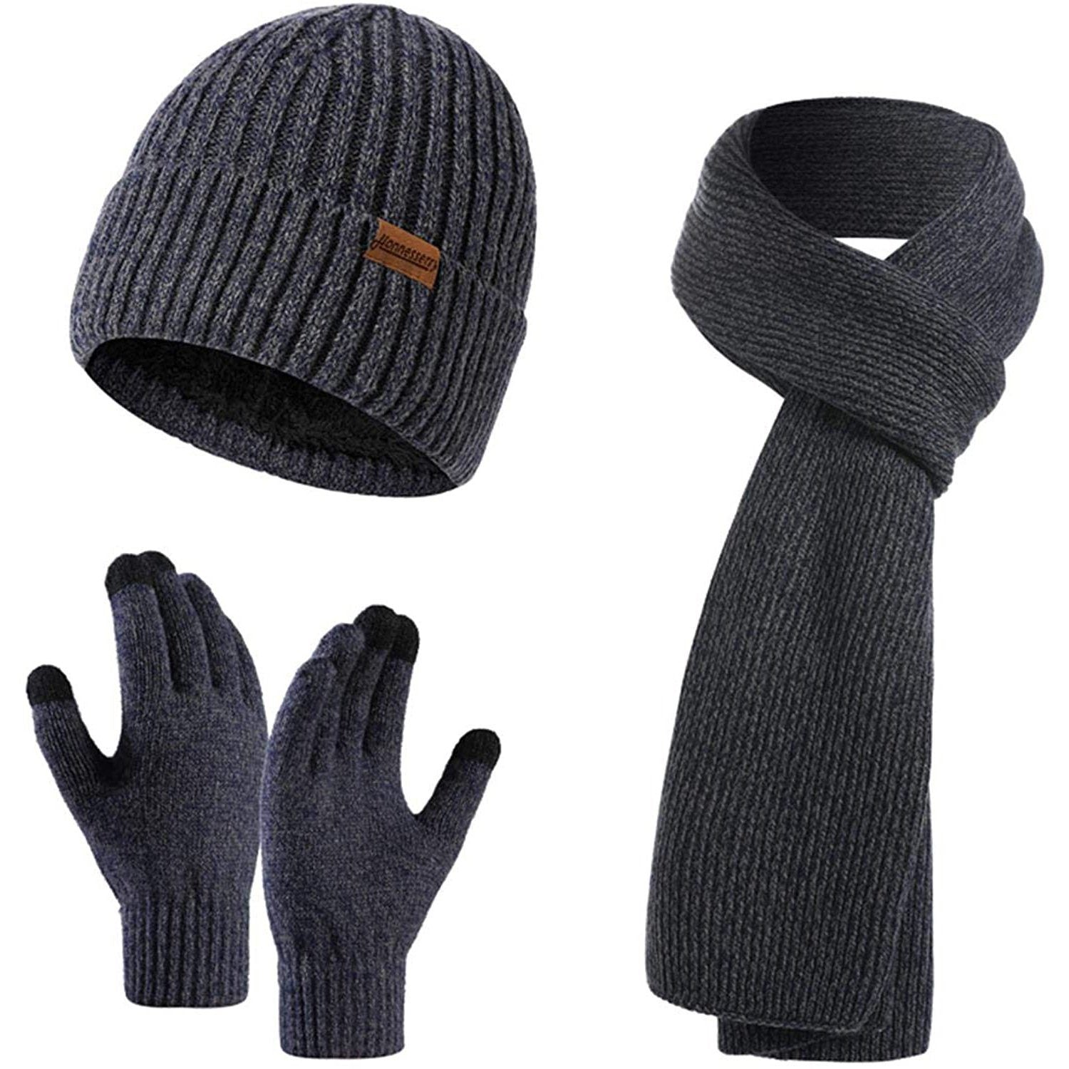 Men's Scaves and Beanie Hat Themal Gloves Set Clearance Geniue Stockist