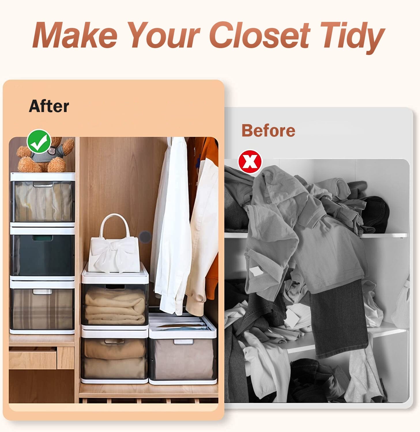 3-Pack: Foldable Storage Bin with Lid Stackable Plastic Closet Organizer Clearance Get To Buy