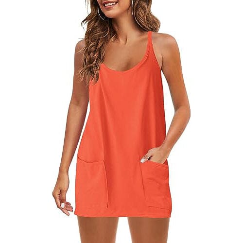 Womens Summer Sleeveless Mini Dress V Neck Spaghetti Strap with Pockets Free Shipping Finishline