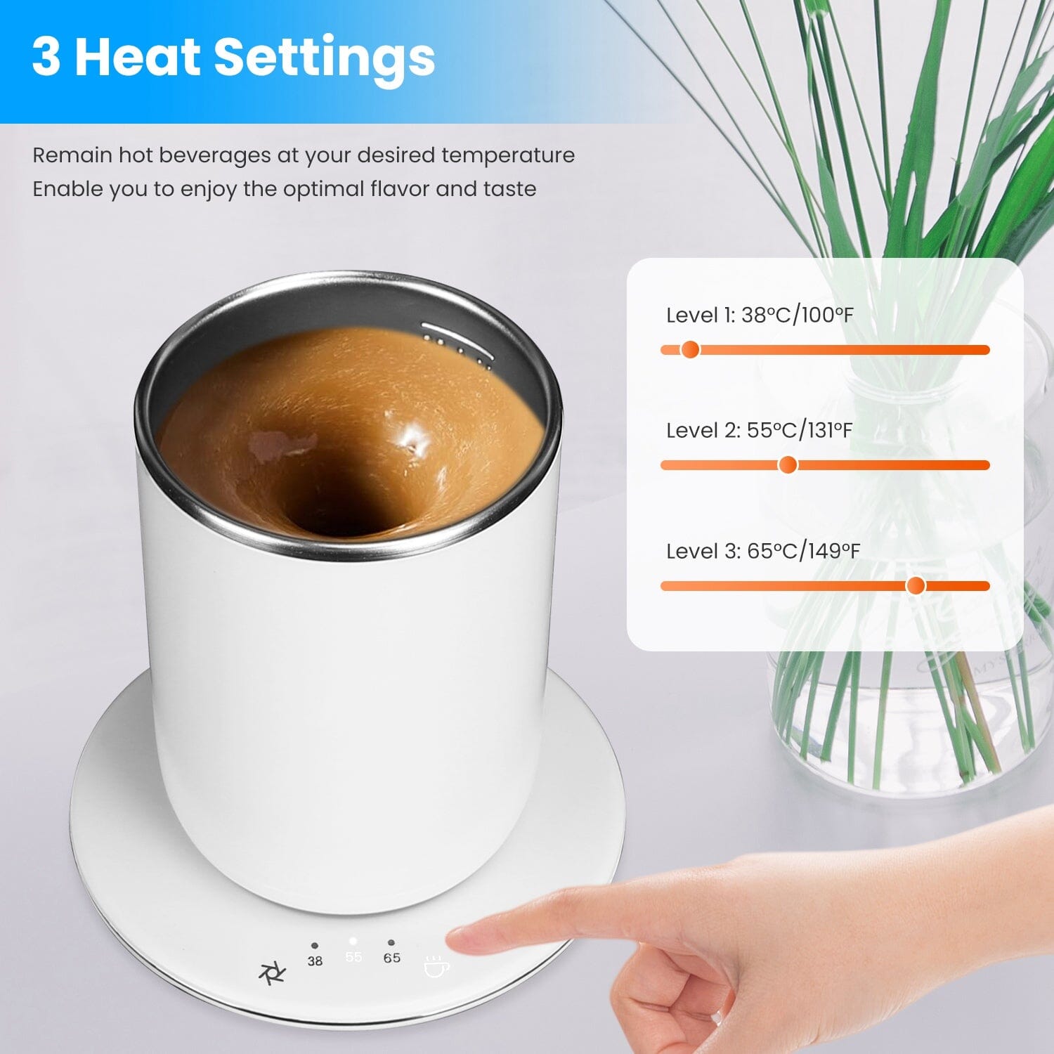 Self Stirring Coffee Mug with Lid Temperature Control 3 Heat Settings Cheap Sale Collections